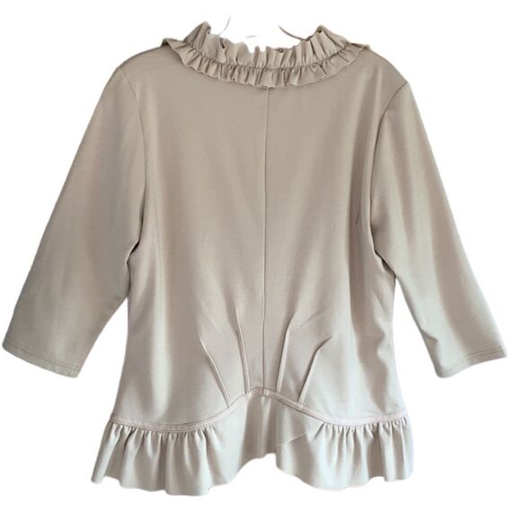 Downeast Basics Ruffle Cardigan Beige Top Size Med - Picture 3 of 10